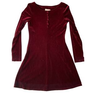 Pretty Good Women Dress size S Long Sleeve Above Knee Fancy Velvet Burgundy Red